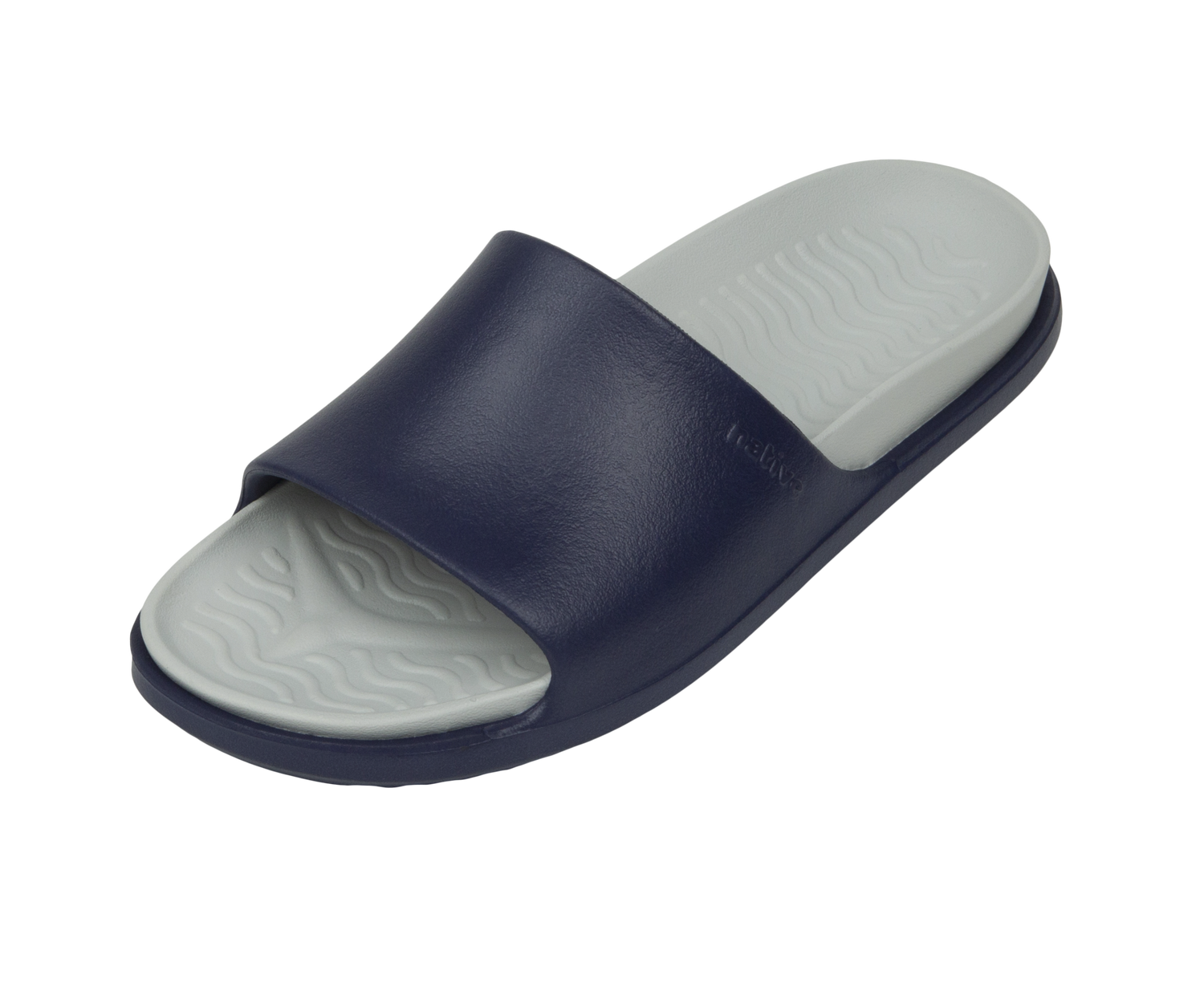 Angled view of a Native Shoes Spencer Lx Wanderfoam | Regatta Blue / Hyams Grey Footwear in Regatta Blue / Hyams Grey
