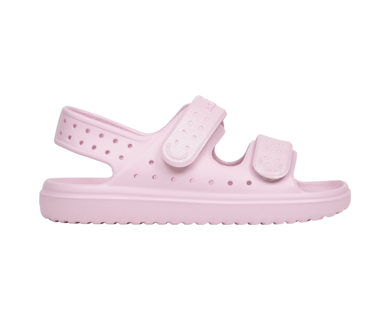 Side view of a Native Shoes Kids Chase Bio-Bling Kids Footwear in Barely Pink Bling / Barely Pink
