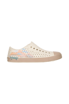 Side view of a Native Shoes Adults Jefferson Wanderfoam Block Footwear in Bnwht/Flxtn/Campvanbloc