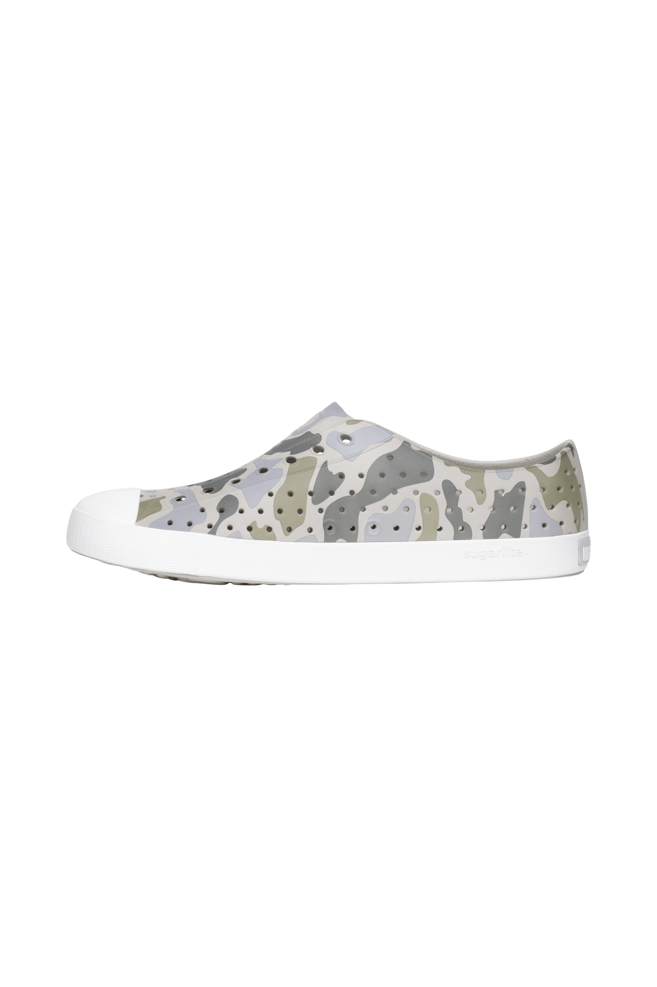 Angled view of a Native Shoes Jefferson Wanderfoam Print | Slkgry/Shlwht/Vetcamo Footwear in Slkgry/Shlwht/Vetcamo
