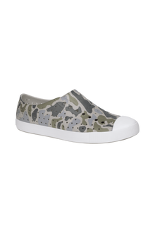 Bottom view of a Native Shoes Jefferson Wanderfoam Print | Slkgry/Shlwht/Vetcamo Footwear in Slkgry/Shlwht/Vetcamo