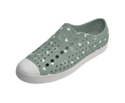 Angled view of a Native Shoes Jefferson Wanderfoam Print | Relax Green / Shell White / Freesia Star Badge Footwear in Relax Green / Shell White / Freesia Star Badge
