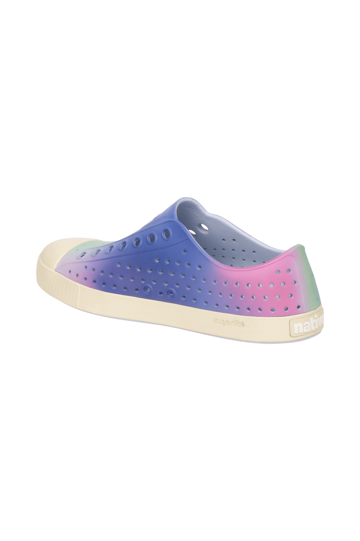 Bottom view of a Native Shoes Jefferson Wanderfoam Print | Skwybl/Bnwht/Fscosoftspec Footwear in Skwybl/Bnwht/Fscosoftspec