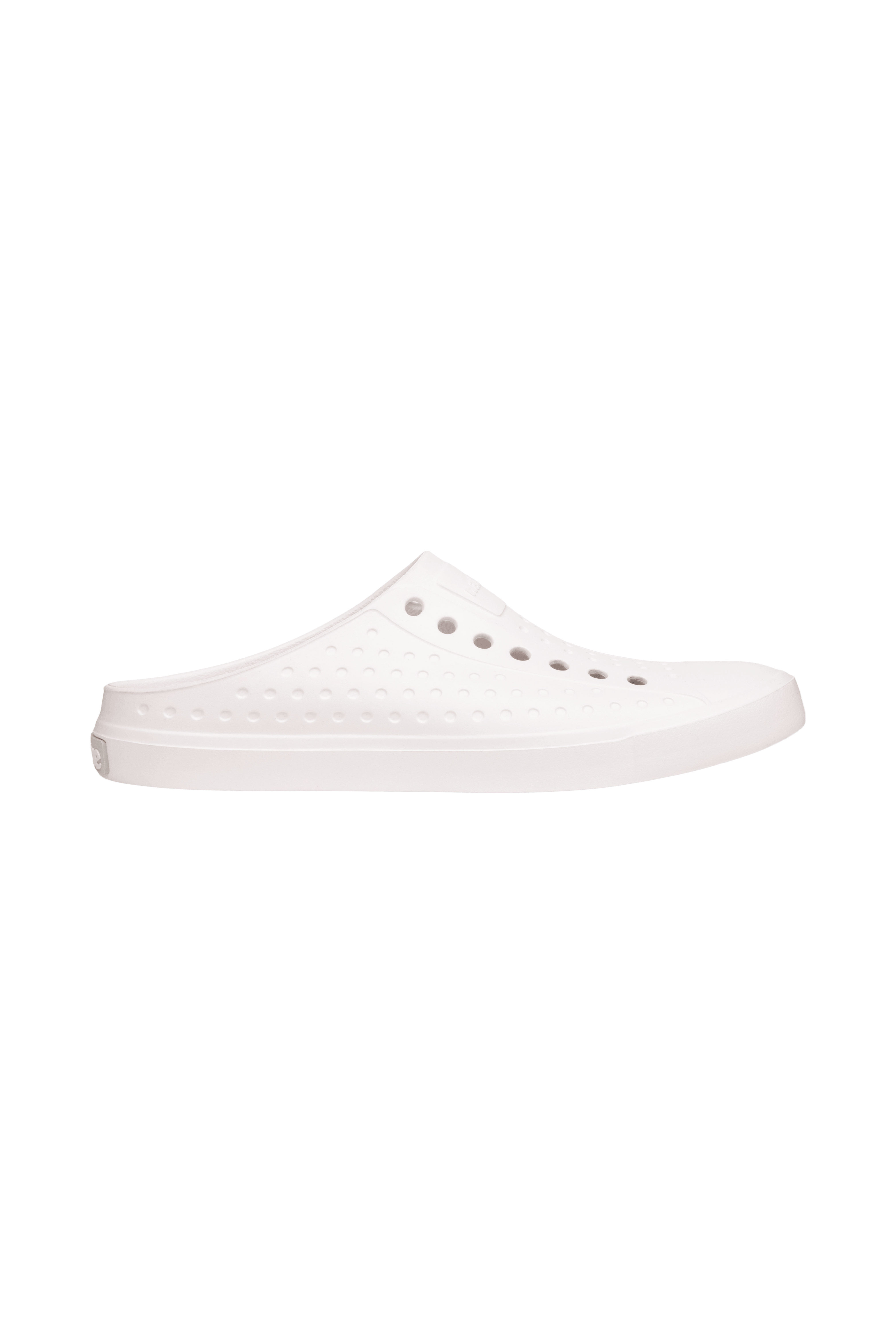 Side view of a Native Shoes Adults Jefferson Clog Wanderfoam Footwear in Shell White / Shell White