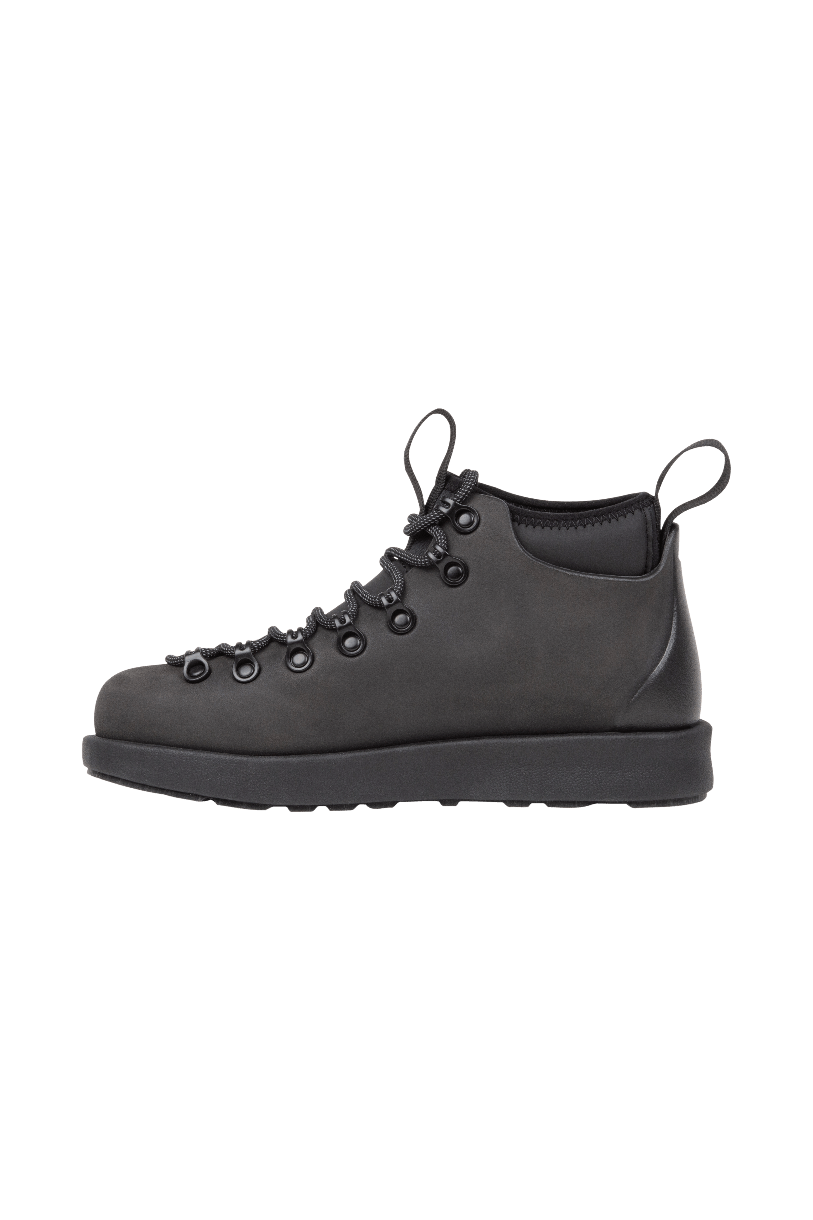 Angled view of a Native Shoes Fitzsimmons Venture | Jiffy Black / Jiffy Black Footwear in Jiffy Black / Jiffy Black
