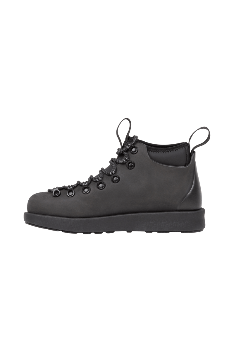Angled view of a Native Shoes Fitzsimmons Venture | Jiffy Black / Jiffy Black Footwear in Jiffy Black / Jiffy Black