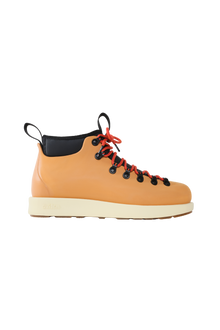 Side view of a Native Shoes Adults Fitzsimmons Venture Footwear in Quicksand Brown / Tapioca Off White