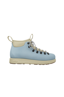 Side view of a Native Shoes Adults Fitzsimmons Venture Footwear in Air Blue / Tapioca Off White