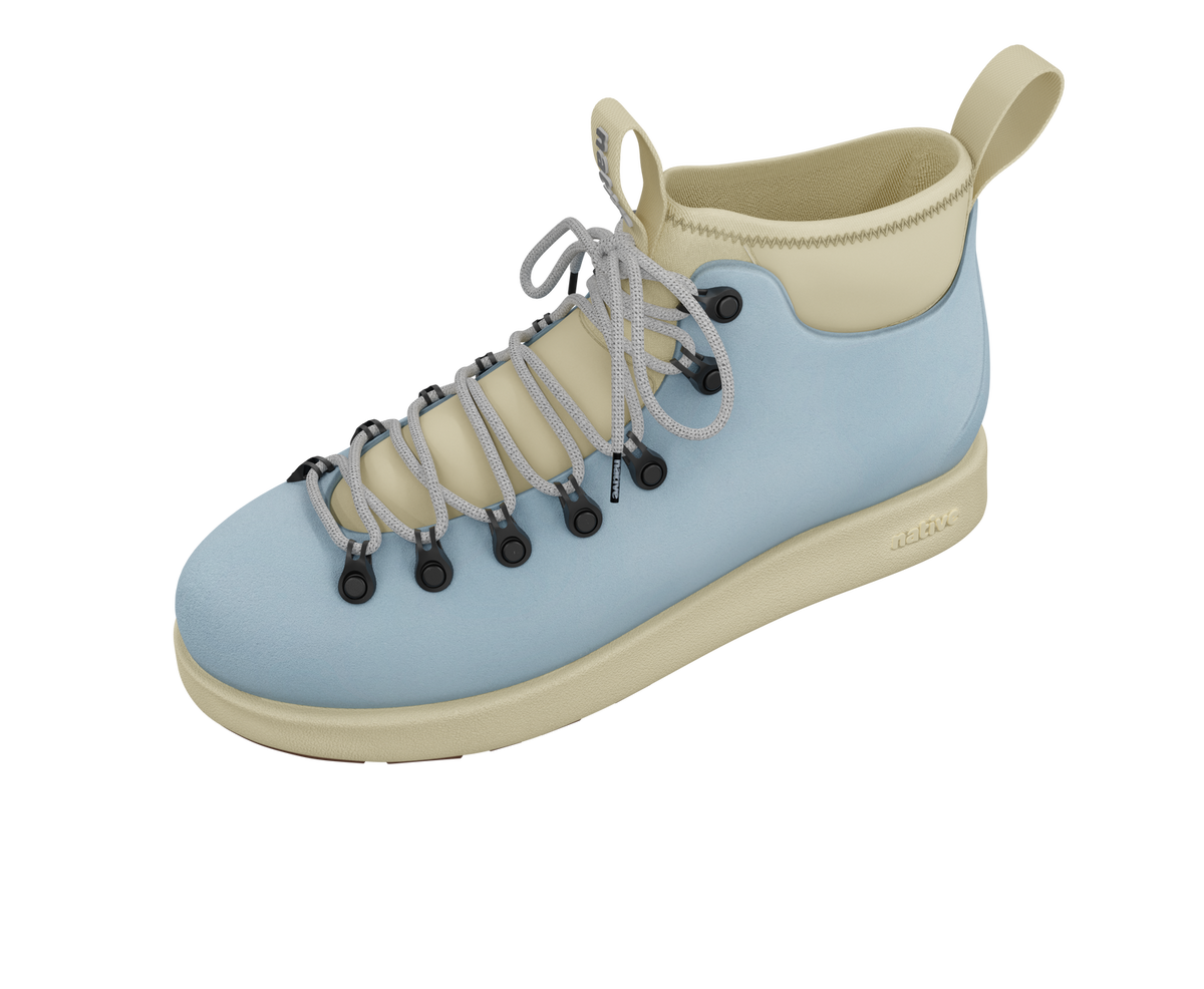 Angled view of a Native Shoes Fitzsimmons Venture | Air Blue / Tapioca Off White Footwear in Air Blue / Tapioca Off White