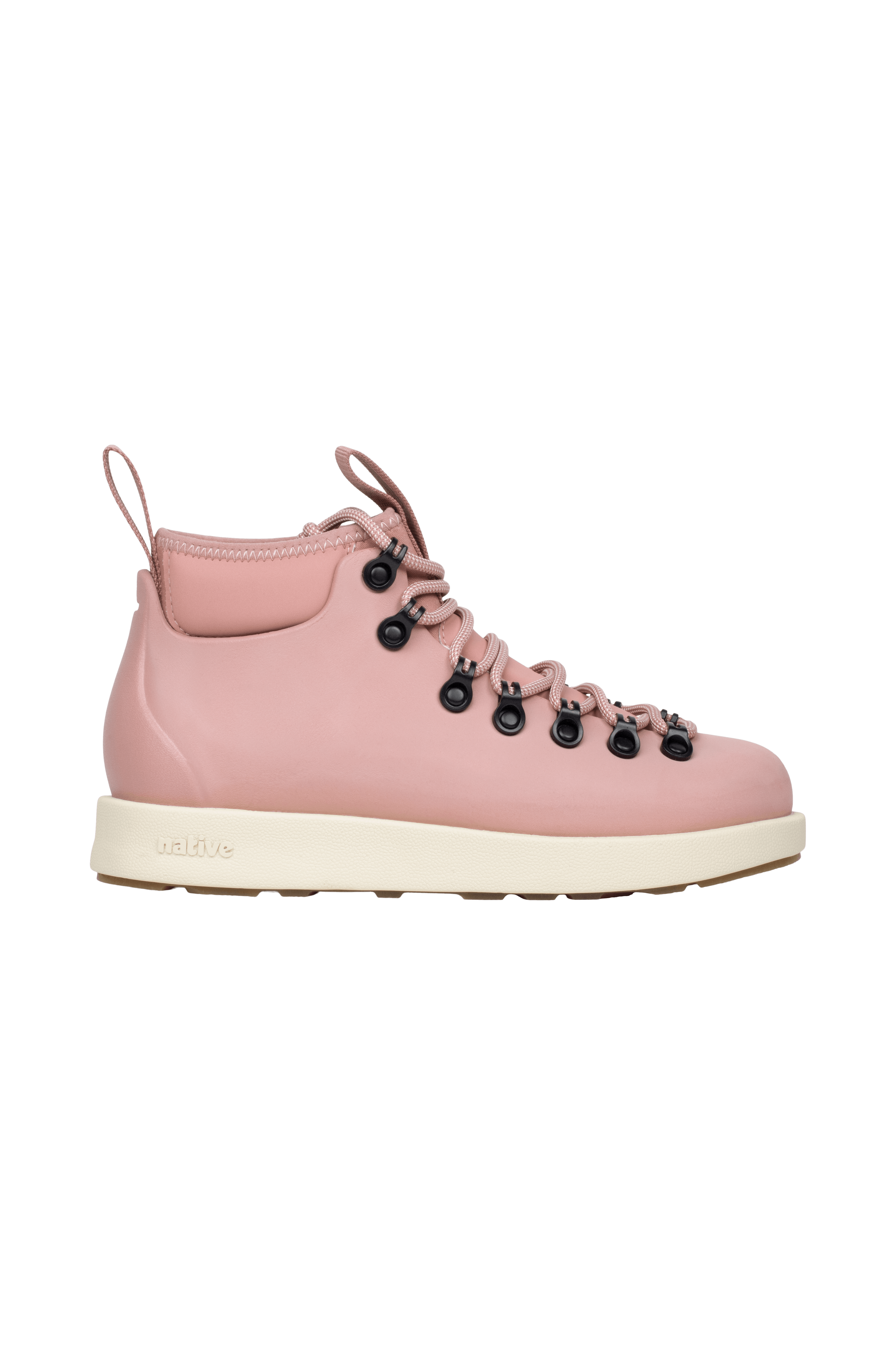 Side view of a Native Shoes Adults Fitzsimmons Venture Footwear in Caypnk/Bnwht