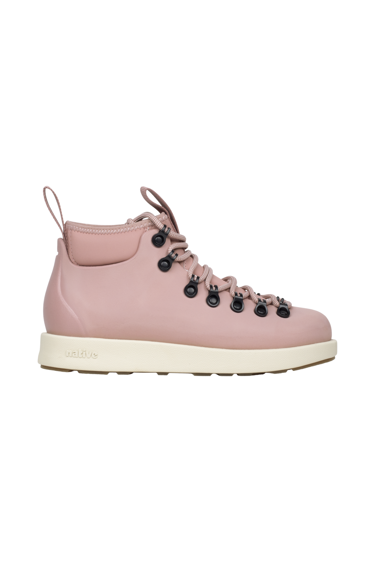 Side view of a Native Shoes Adults Fitzsimmons Venture Footwear in Caypnk/Bnwht