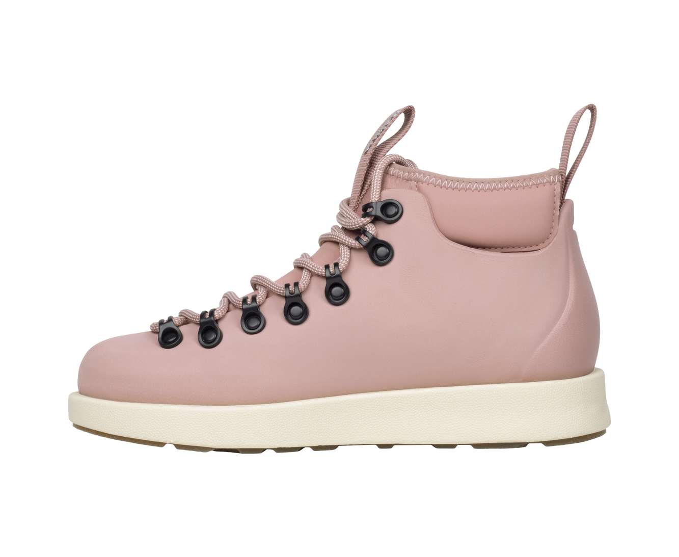 Angled view of a Native Shoes Fitzsimmons Venture | Caypnk/Bnwht Footwear in Caypnk/Bnwht