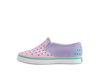 Side view of a Native Shoes Kids Miles Block Kids Footwear in Taro Purple / Shell White / Barely Skyway Block