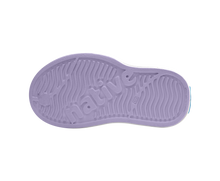 Bottom view of a Native Shoes Kids Miles Block Kids | Taro Purple / Shell White / Barely Skyway Block Footwear in Taro Purple / Shell White / Barely Skyway Block