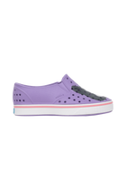 Side view of a Native Shoes Kids Miles Block Kids Footwear in Taro Samba Bling / Shell White