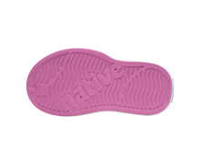 Bottom view of a Native Shoes Kids Miles Block Kids | Malibu Pink / Shell White / Rainbow Block Footwear in Malibu Pink / Shell White / Rainbow Block