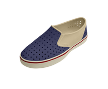 Angled view of a Native Shoes Miles Wanderfoam Block | Taos Tan / Bone White / Regatta Block Footwear in Taos Tan / Bone White / Regatta Block