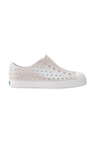 Side view of a Native Shoes Kids Jefferson Bio-Bling Kids Footwear in Shell White Bling / Shell White