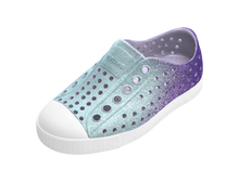 Angled view of a Native Shoes Kids Jefferson Bio-Bling Kids | Fresco Twirling Bling / Shell White Footwear in Fresco Twirling Bling / Shell White