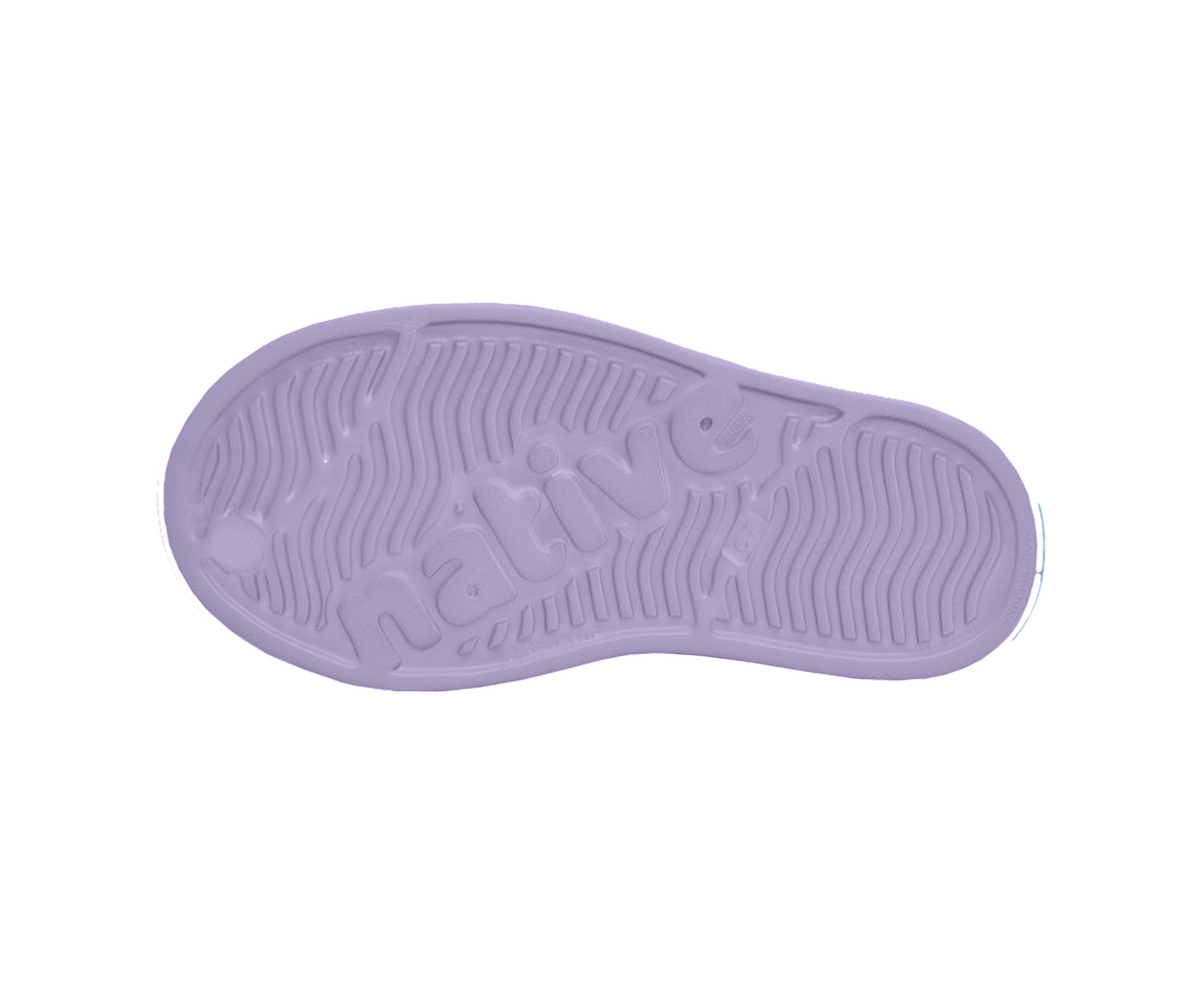 Bottom view of a Native Shoes Kids Jefferson Bio-Bling Kids | Fresco Twirling Bling / Shell White Footwear in Fresco Twirling Bling / Shell White