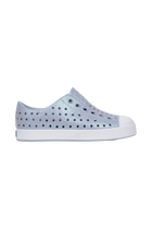 Side view of a Native Shoes Kids Jefferson Bio-Bling Kids Footwear in Skwyblng/Shlwht
