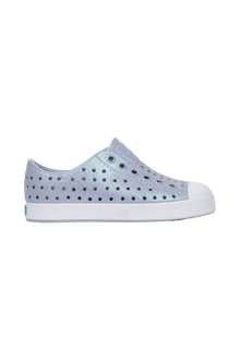 Side view of a Native Shoes Kids Jefferson Bio-Bling Kids Footwear in Skwyblng/Shlwht