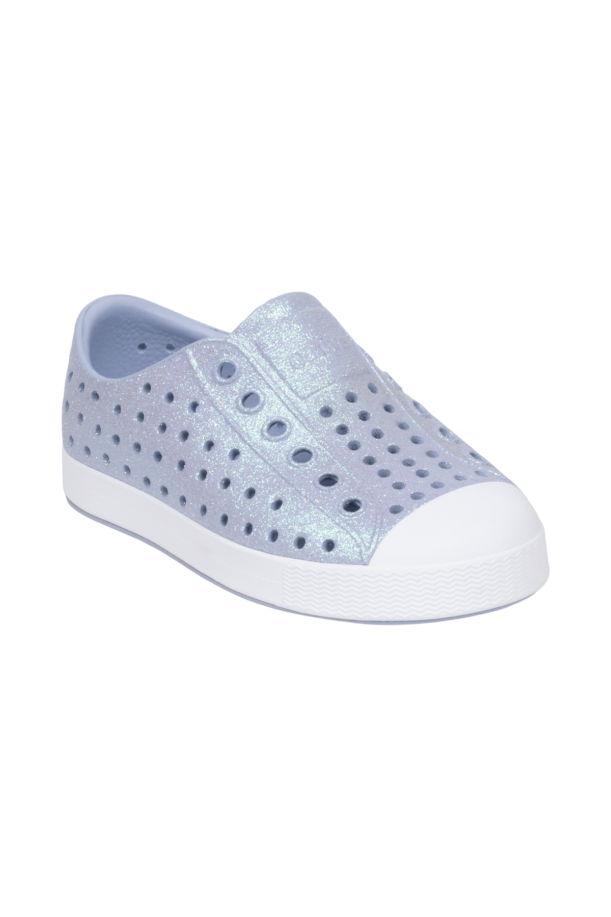 Bottom view of a Native Shoes Kids Jefferson Bio-Bling Kids | Skwyblng/Shlwht Footwear in Skwyblng/Shlwht