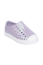 Angled view of a Native Shoes Kids Jefferson Bio-Bling Kids | Future Purple Bling / Shell White Footwear in Future Purple Bling / Shell White