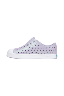 Bottom view of a Native Shoes Kids Jefferson Bio-Bling Kids | Future Purple Bling / Shell White Footwear in Future Purple Bling / Shell White