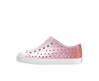 Side view of a Native Shoes Kids Jefferson Bio-Bling Kids Footwear in Barely Samba Bling / Shell White