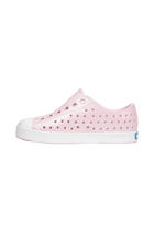 Angled view of a Native Shoes Kids Jefferson Bio-Bling Kids | Barely Pink Bling / Shell White Footwear in Barely Pink Bling / Shell White