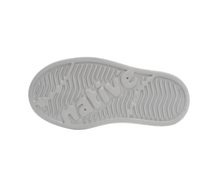 Bottom view of a Native Shoes Kids Jefferson Bio-Bling Kids | Platinum Bling / Shell White Footwear in Platinum Bling / Shell White