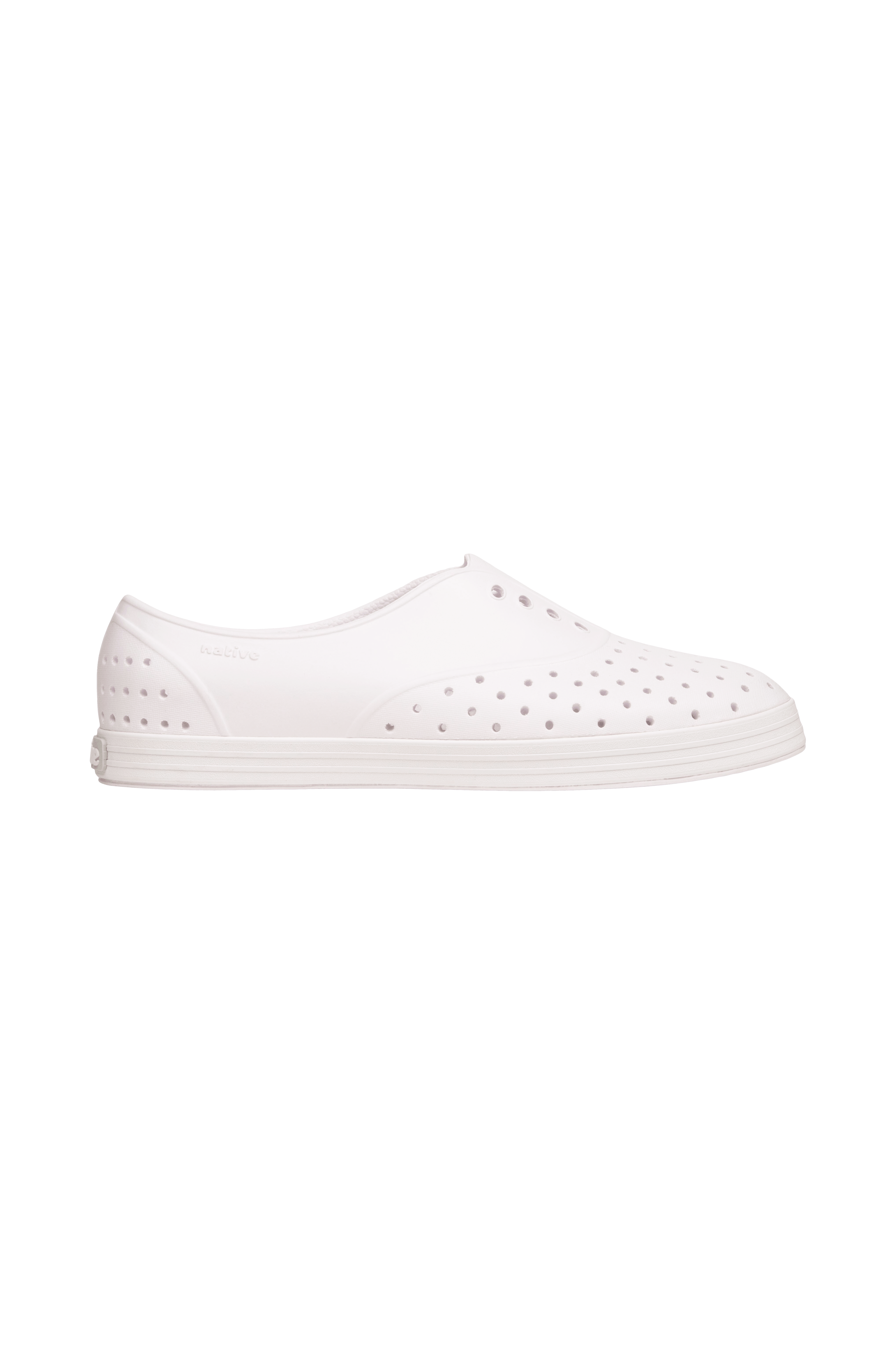 Side view of a Native Shoes Adults Jericho Wanderfoam Footwear in Shell White / Shell White