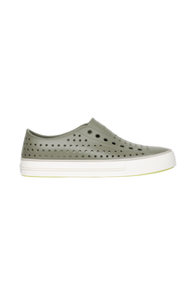 Side view of a Native Shoes Adults Jefferson Arc Wanderfoam Footwear in Vetiver Grey / Whisper White