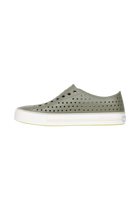 Angled view of a Native Shoes Jefferson Arc Wanderfoam | Vetiver Grey / Whisper White Footwear in Vetiver Grey / Whisper White