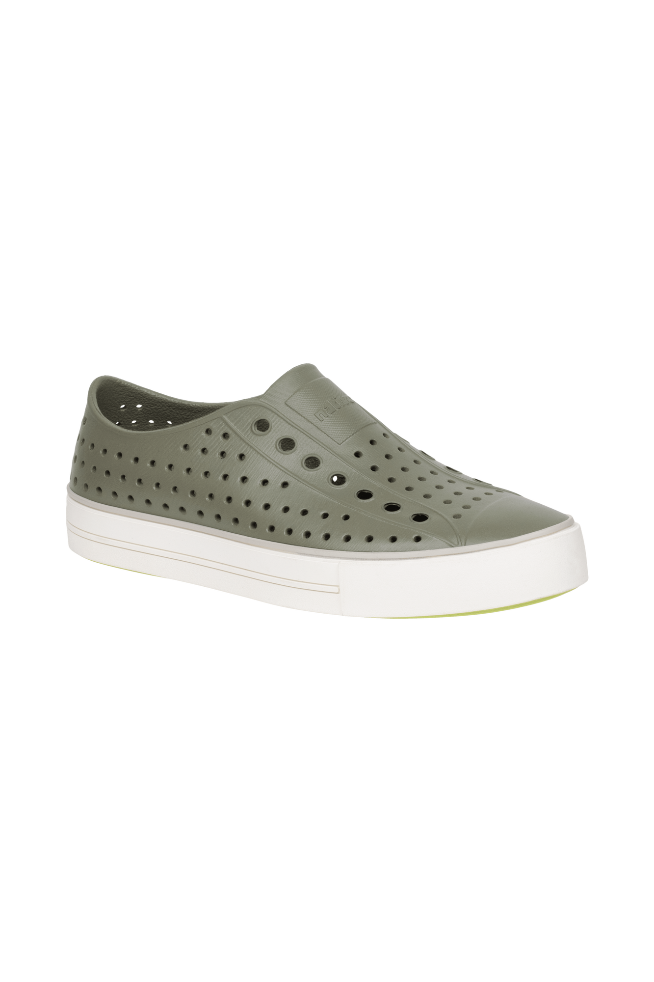 Bottom view of a Native Shoes Jefferson Arc Wanderfoam | Vetiver Grey / Whisper White Footwear in Vetiver Grey / Whisper White