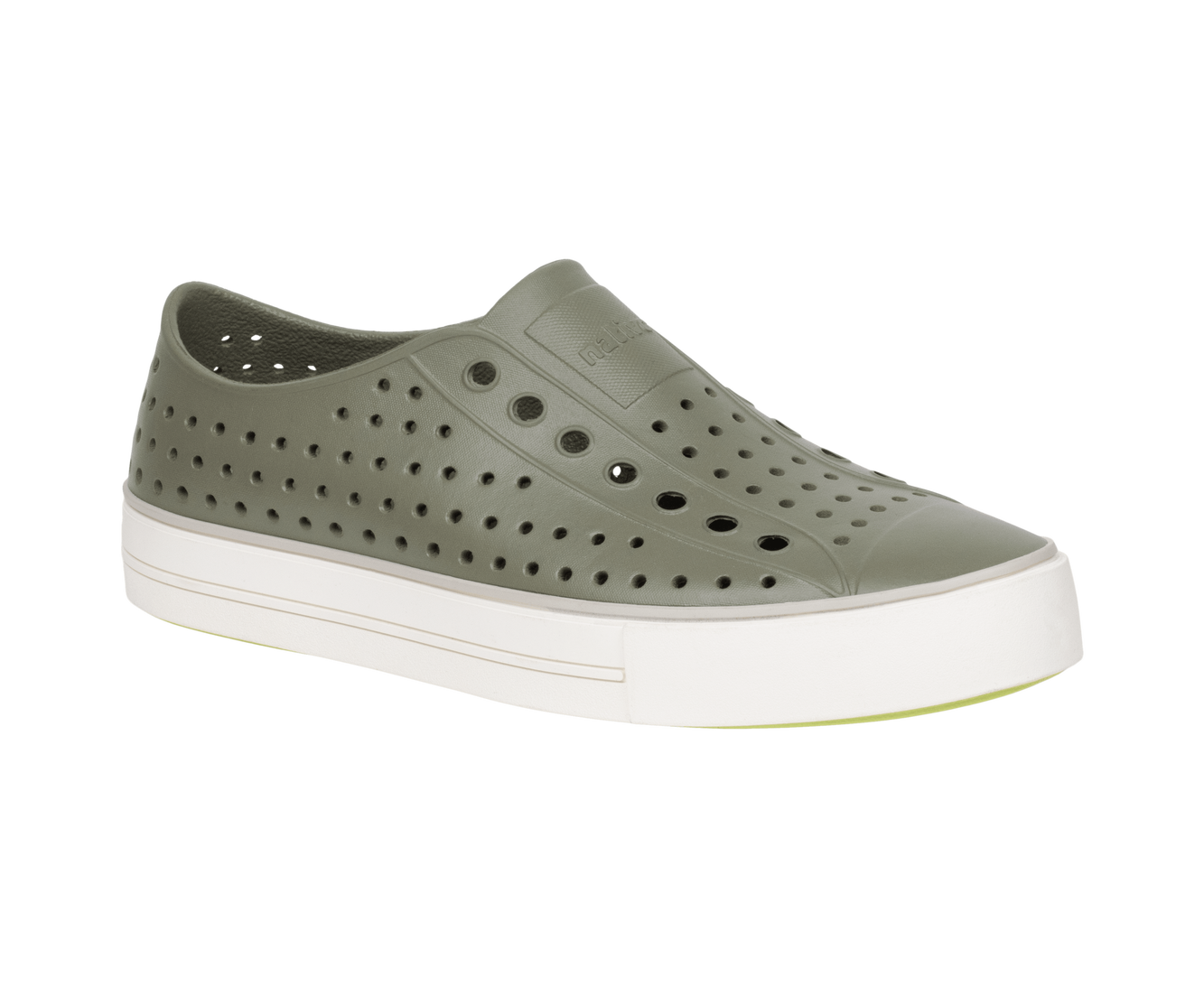 Bottom view of a Native Shoes Jefferson Arc Wanderfoam | Vetiver Grey / Whisper White Footwear in Vetiver Grey / Whisper White