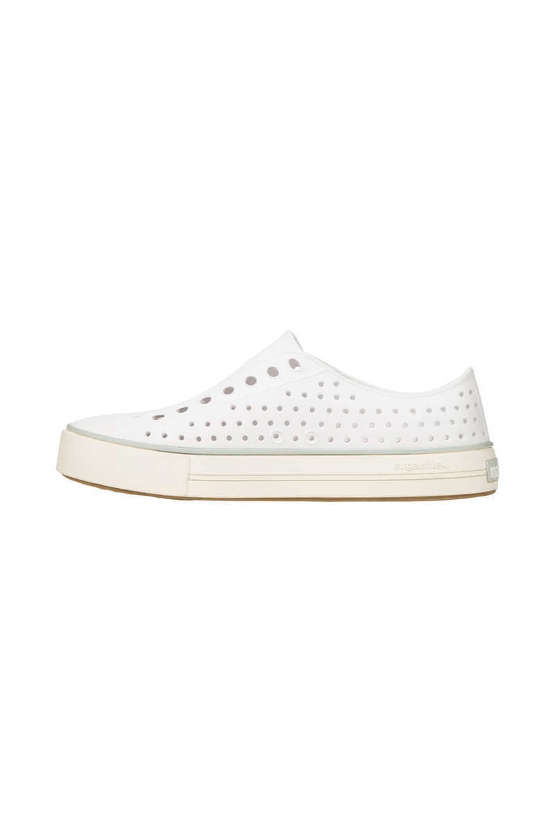 Angled view of a Native Shoes Jefferson Arc Wanderfoam | Shell White / Whisper White Footwear in Shell White / Whisper White