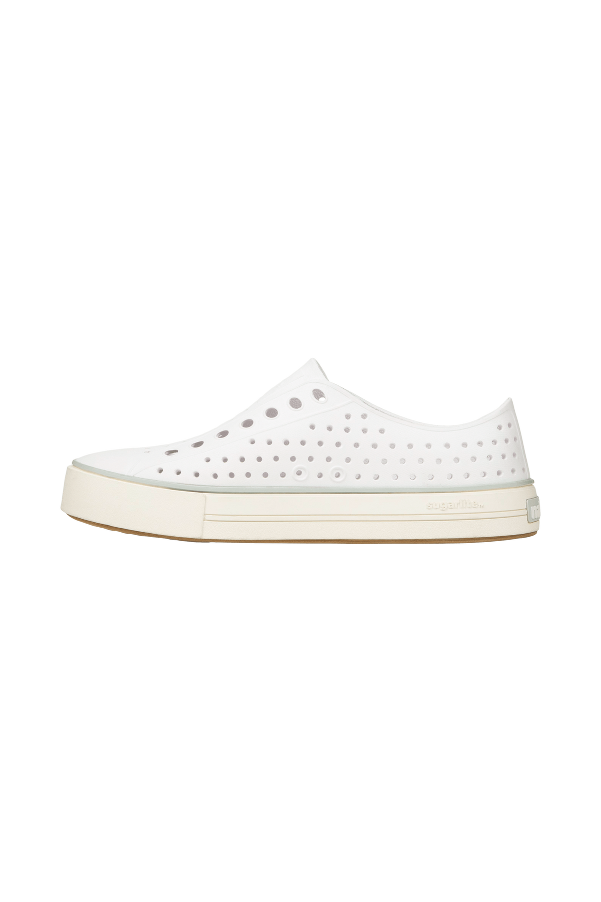 Angled view of a Native Shoes Jefferson Arc Wanderfoam | Shell White / Whisper White Footwear in Shell White / Whisper White