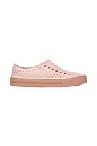 Side view of a Native Shoes Adults Jefferson Arc Wanderfoam Footwear in Chameleon Pink / Bruschetta Brown