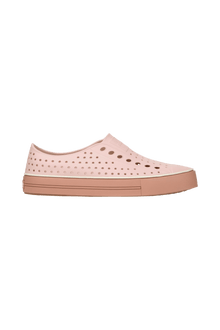 Side view of a Native Shoes Adults Jefferson Arc Wanderfoam Footwear in Chameleon Pink / Bruschetta Brown