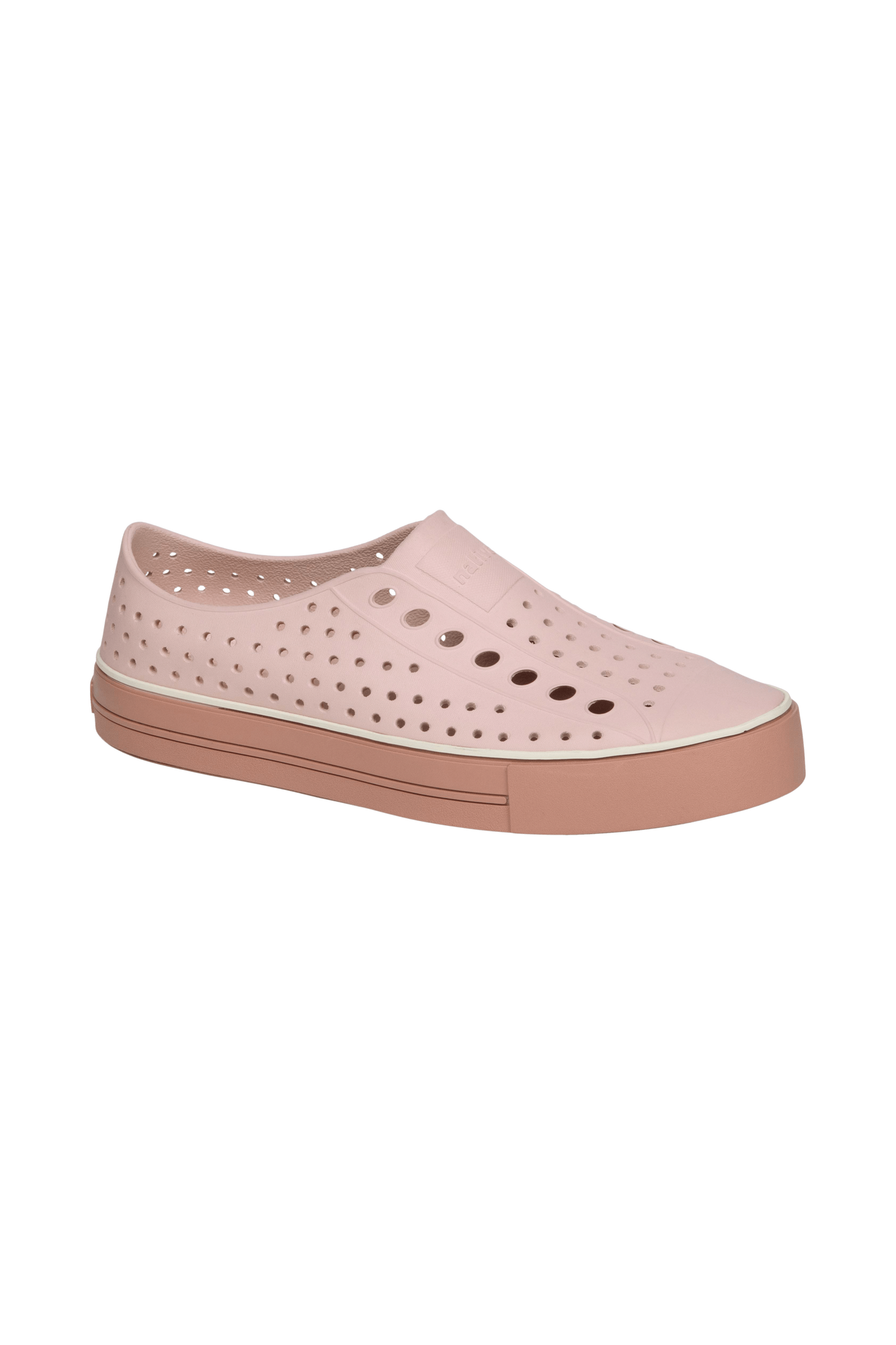 Bottom view of a Native Shoes Jefferson Arc Wanderfoam | Chameleon Pink / Bruschetta Brown Footwear in Chameleon Pink / Bruschetta Brown