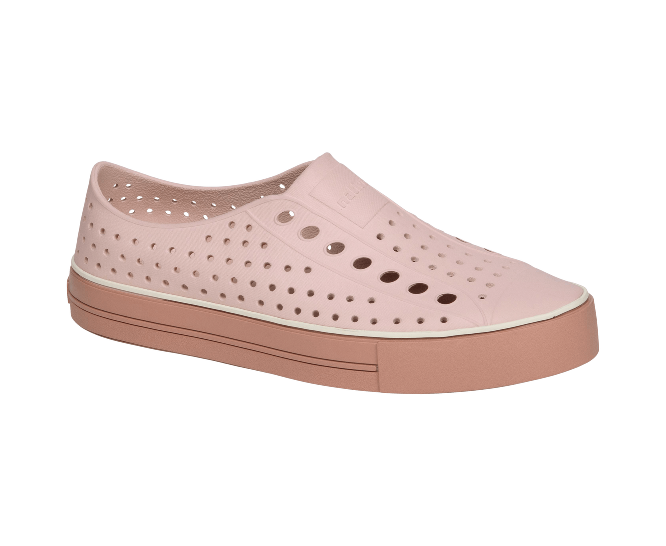 Bottom view of a Native Shoes Jefferson Arc Wanderfoam | Chameleon Pink / Bruschetta Brown Footwear in Chameleon Pink / Bruschetta Brown
