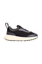 Side view of a Native Shoes Kids Robbie Dash Kids Footwear in Jiffy Black / Tapioca Off White / Jiffy Black