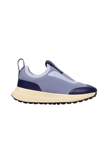 Side view of a Native Shoes Kids Robbie Dash Kids Footwear in Oasisbl/Tapoffwht/Jfyblk