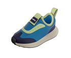 Angled view of a Native Shoes Kids Robbie Dash Kids | Megamarine Blue / Tapioca Off White / Jiffy Black Footwear in Megamarine Blue / Tapioca Off White / Jiffy Black