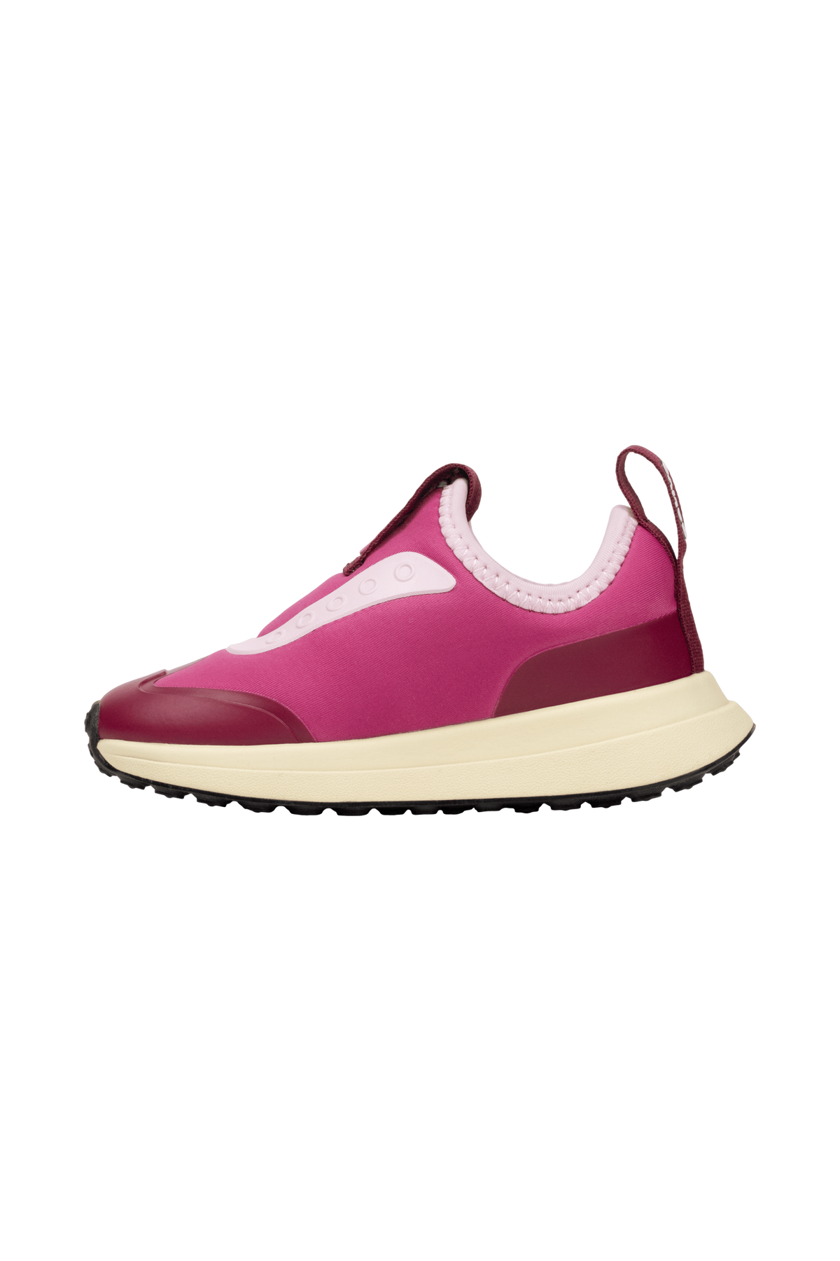 Angled view of a Native Shoes Kids Robbie Dash Kids | Smbpnk/Tapoffwht/Jfyblk Footwear in Smbpnk/Tapoffwht/Jfyblk