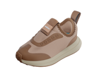 Angled view of a Native Shoes Kids Robbie Dash Kids | Chameleon Pink / Tapioca Off White / Hazel Brown Footwear in Chameleon Pink / Tapioca Off White / Hazel Brown