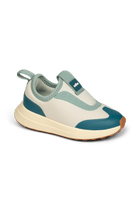 Angled view of a Native Shoes Kids Robbie Dash Kids | Bone White / Tapioca Off White / Hazel Brown Footwear in Bone White / Tapioca Off White / Hazel Brown