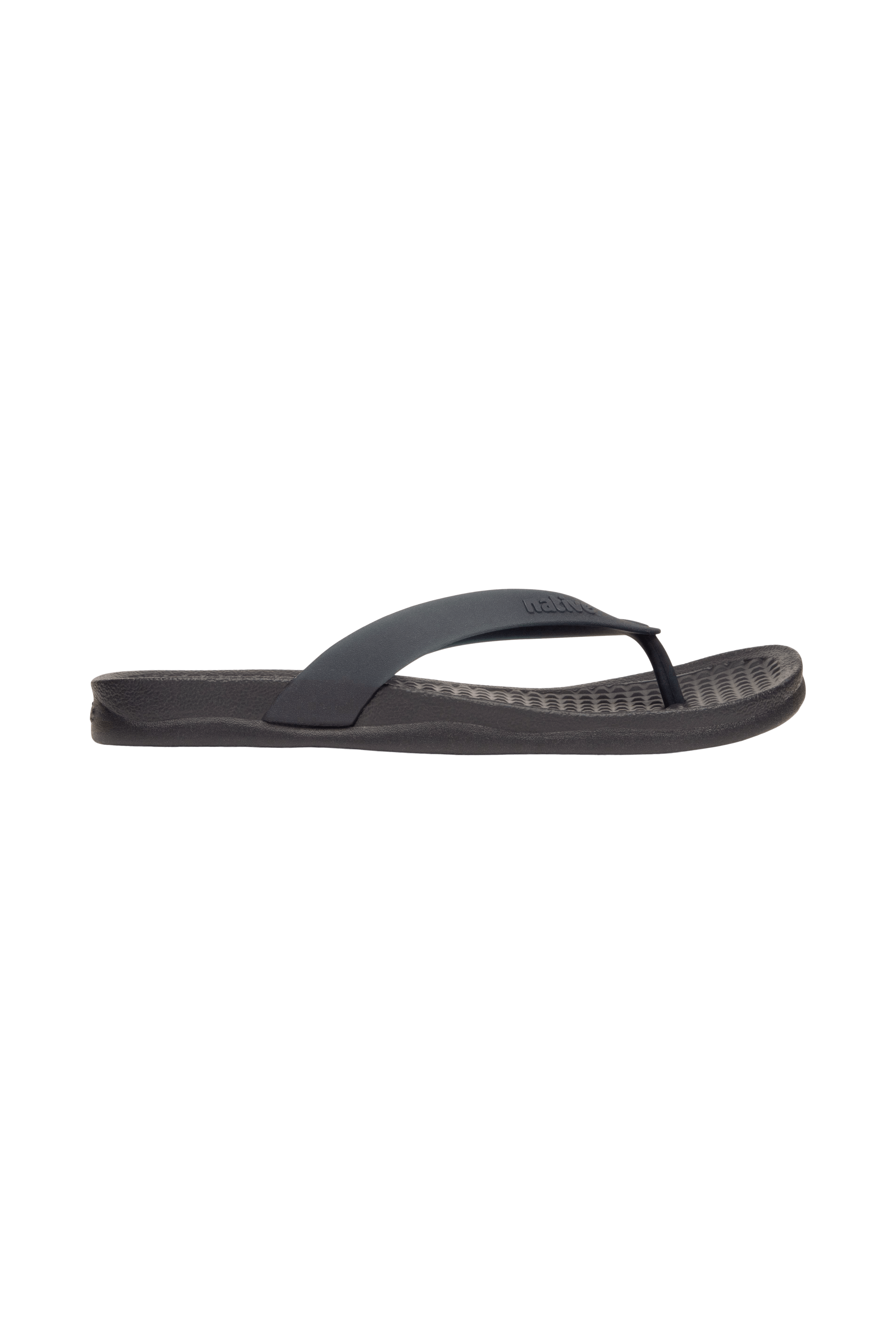 Side view of a Native Shoes Adults Paolo Wanderfoam Footwear in Jiffy Black / Jiffy Black